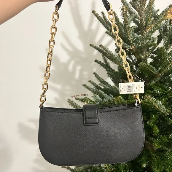 Michael Kors Black Gold Chain Shoulder Bag - Picture 2 of 7